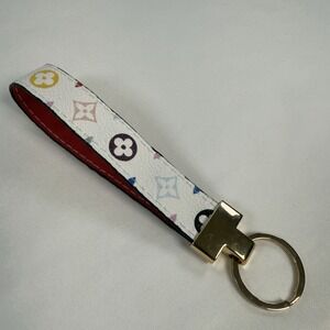 keychain Wristband, Colorful With Gold Hardware Monogram Brown And Gold Hardware